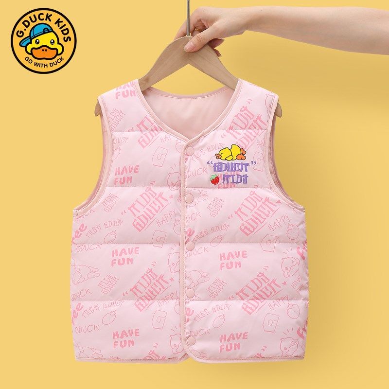 哈罗小黄鸭儿童羽绒马甲轻薄款秋冬季男童女童背心宝宝内穿羽绒服