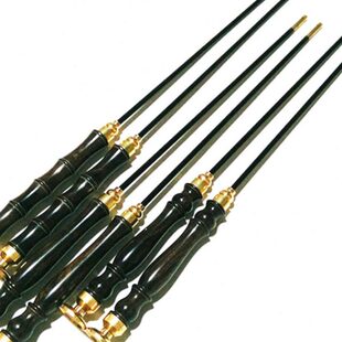紫光檀实木手柄 六毫米实心碳素单头空竹杆 斜孔铜头碳杆配铜碗托