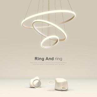餐厅吊灯简约现代北欧网红艺术吧台饭厅餐桌极简圆环形led灯具
