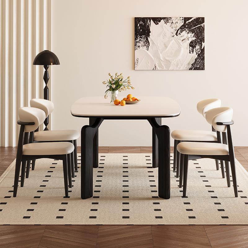 JGP1佐慕大象腿岩板餐桌家用实木现代简约轻奢客黑色马肚形吃饭桌