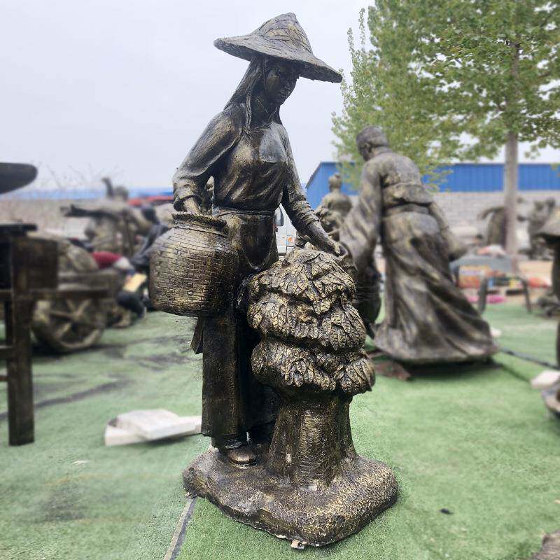 制茶雕塑茶圣陆羽大型玻璃钢雕塑采茶喝茶茶馆文化仿铜人物摆件