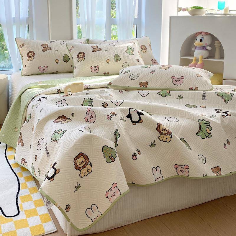 BK9K水洗棉床盖三件套双面全棉绗缝被夹棉床单纯棉大炕垫榻榻