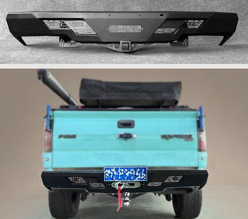 适用09-14年福特猛禽F150后杠竞技后护杠可按绞盘后保险杠防撞杠