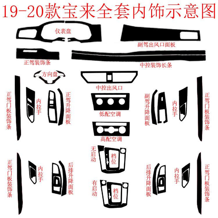 适用于19-20款宝来汽车内饰改装贴纸中控门板装饰碳纤维改色贴膜