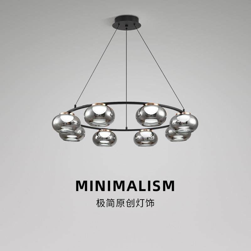 2024新款客厅玻璃吊灯意式极简创意设计师轻奢简约后现代卧室吊灯