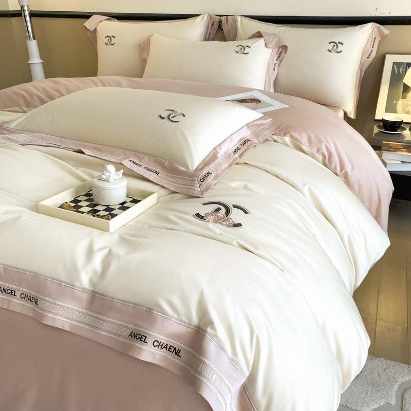 高端刺绣100支长绒棉四件套全棉纯棉床单被套轻奢高级感床上用品4