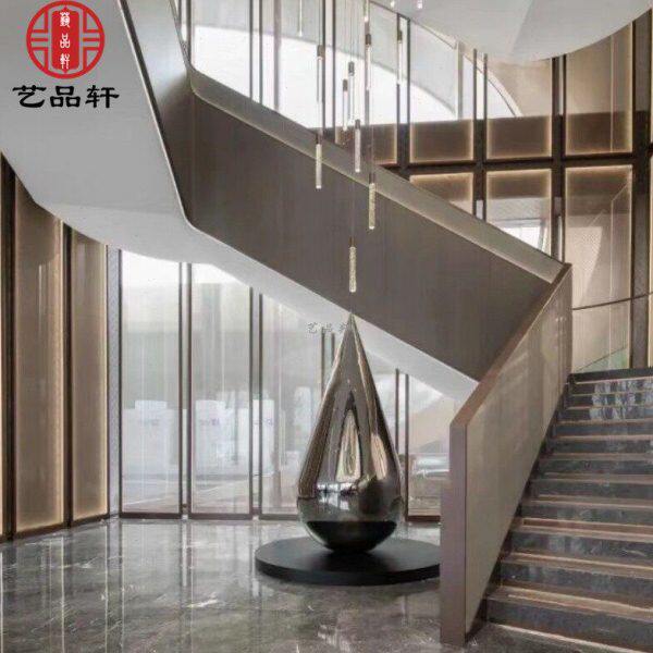 轻奢不锈钢水滴雕塑装饰品酒店大堂金属悬挂水滴天花板吊顶美陈