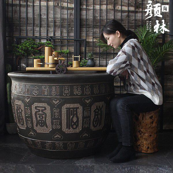 精品陶瓷大缸土陶缸特大庭院水缸招财缸鱼缸睡莲盆大号雕刻