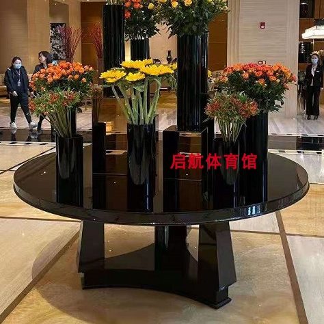 新中式售楼处大厅花台酒店大堂摆花大圆桌端景台会所装饰摆台