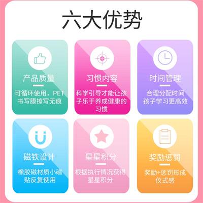 儿童成长自律表家用磁性奖励惩罚表小学生记录时间管理作息板幼儿