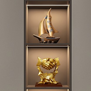 诚信握手摆件合作共赢老板办公室酒柜装饰品公司开店开业升职礼物