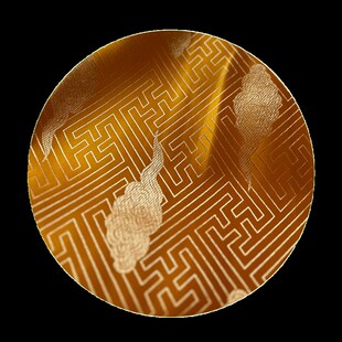 金黄色云纹万字纹织锦缎布料吉祥寓意云肩马甲新中式袖口衣服面料
