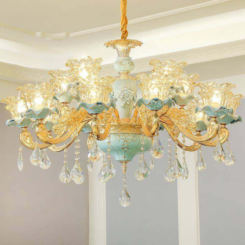欧式灯客厅水晶吊灯餐厅温馨卧室灯具大气法式田园陶瓷饰法式轻奢,家装灯饰光源,智能吊灯,淘宝优惠券,粉丝福利购,淘宝优惠卷