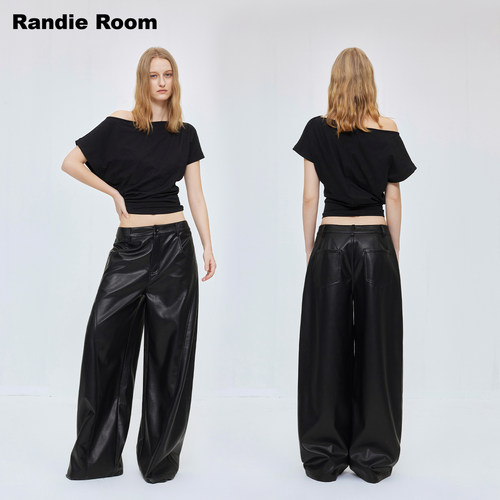 RandieRoom直筒廓形皮裤