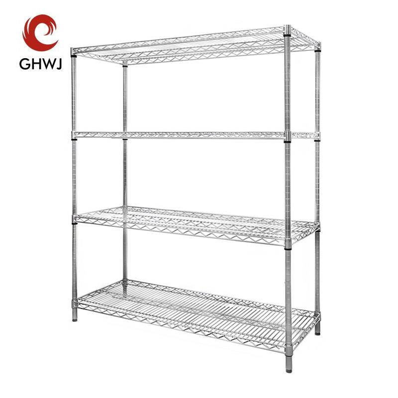 镀铬货架仓库仓储工业置物架线网移动带轮不锈钢物料架重型收纳