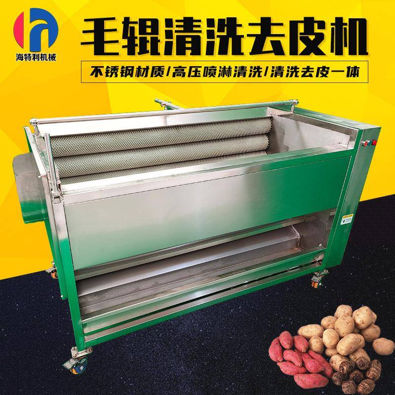 红薯土豆去皮清洗机全自动毛刷洗姜机多功能根茎类药材毛辊清洗机