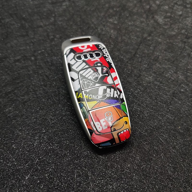 奥迪钥匙贴纸 A3A6LA7A8Q7Q8装饰贴保护套20款21款22款23车匙贴膜