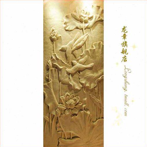 上海龙章 砂岩壁画 玄关走廊沙岩立体背景墙装修板材-荷花壁饰B