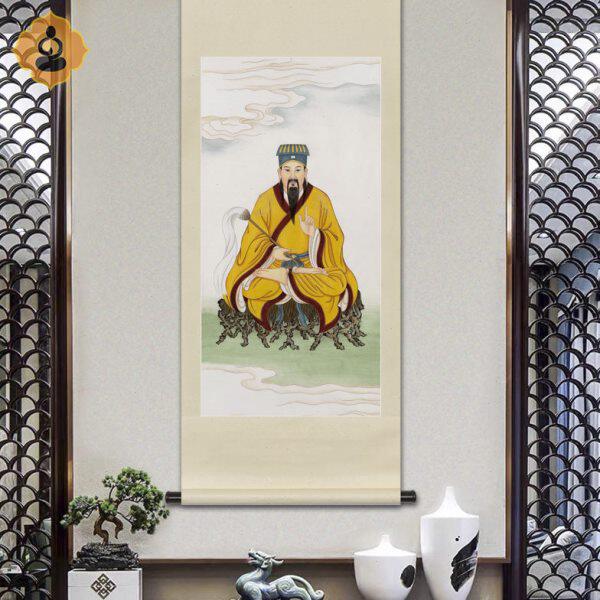 工笔神仙人物画黄大仙赤松仙子画像书房玄关中式画轴卷轴画框挂画