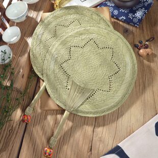 夏季 扇子岭根新芽草编 老人宝宝驱蚊纳凉手工手摇蒲扇蒲草家用老式