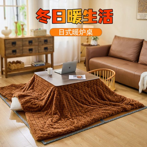 日式取暖桌家用客厅被暖炉简易实木方形矮桌岩板长桌和室冬季炕桌