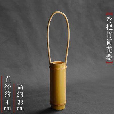 禅意中式竹制花器桌面插花摆件日式干花竹筒花瓶茶道复古小型花盆