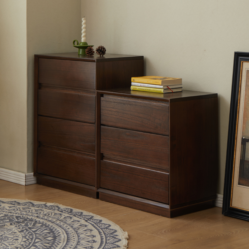 实木三斗柜复古风家用客厅落地式