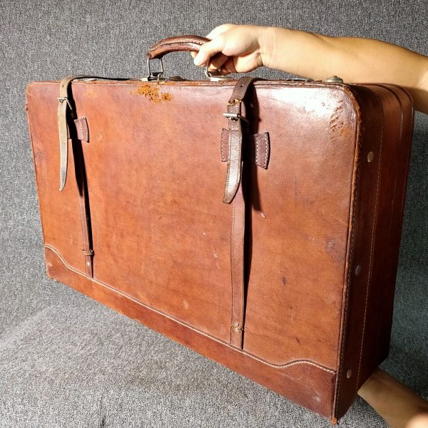 国产老式大号旧皮箱老提箱行李箱怀旧老物件收藏摆件店面装饰道具