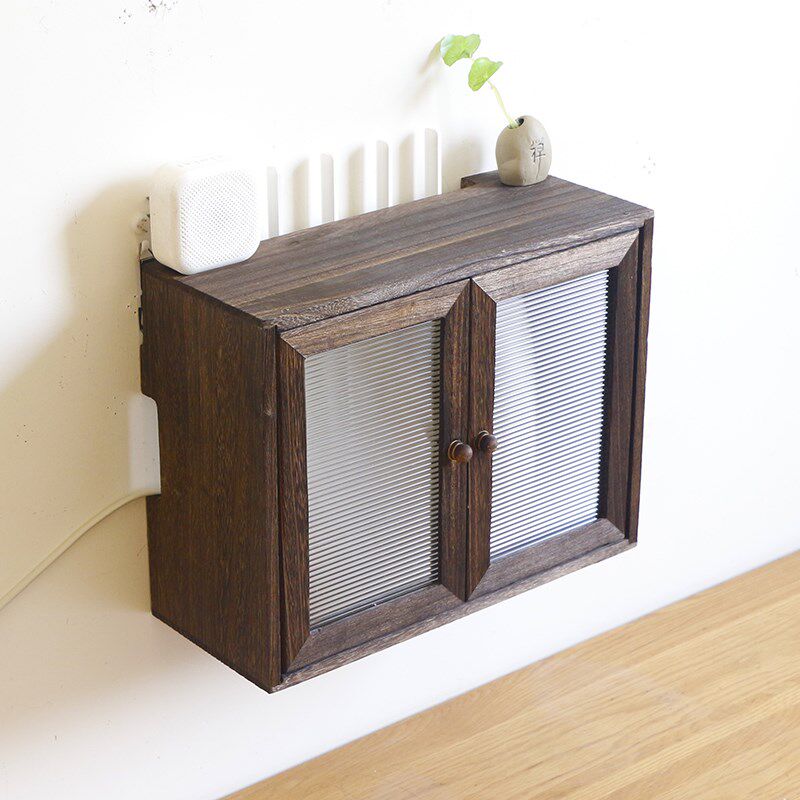 免打孔壁挂实木路由器WIFI光猫放置架墙上遮挡电视插座电表装饰箱