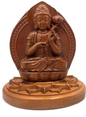 桃木雕刻汽车摆件装饰品创意保平安属马守护神本命佛大势至菩萨