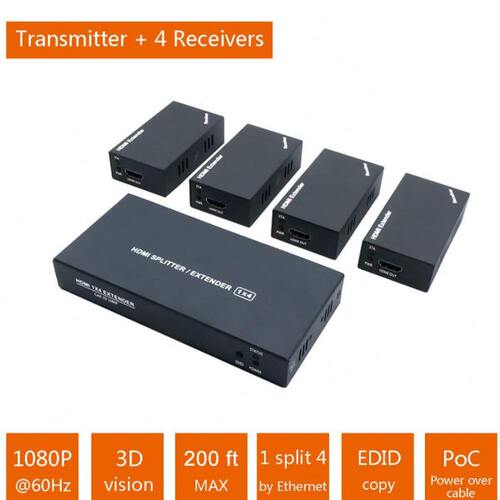2020 60m 1x4 HDMI Splitter Extender Over P Cat5e Cat6 Cable