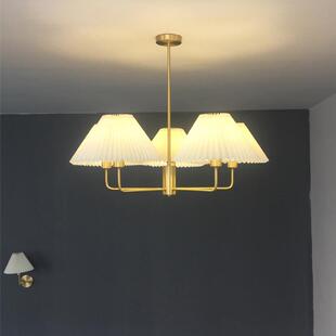 全铜美式简约百褶吊灯设计师创意北欧客厅吸顶灯卧室书房餐厅灯具