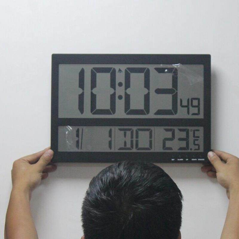 大屏幕LCD万年历挂钟简约时尚静音电子钟超大数字显示0302