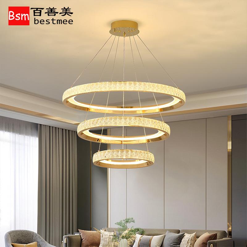 北欧轻奢客厅水晶吊灯后现代简约别墅餐厅卧室大气家用设计师新款