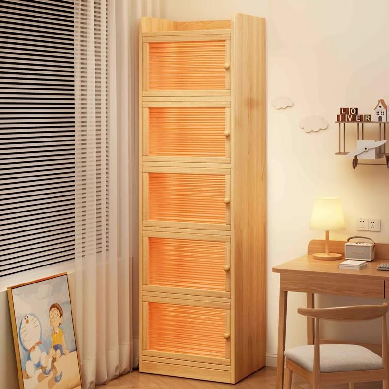 窄缝书柜书桌旁小柜子家用落地防尘储物窄柜客厅置物矮柜靠墙书架