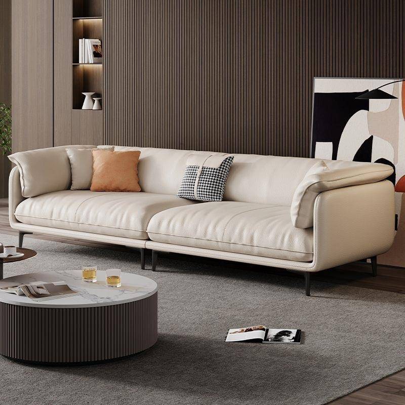 意式极简皮艺沙发客厅大小户型直排猫抓皮羽绒沙发