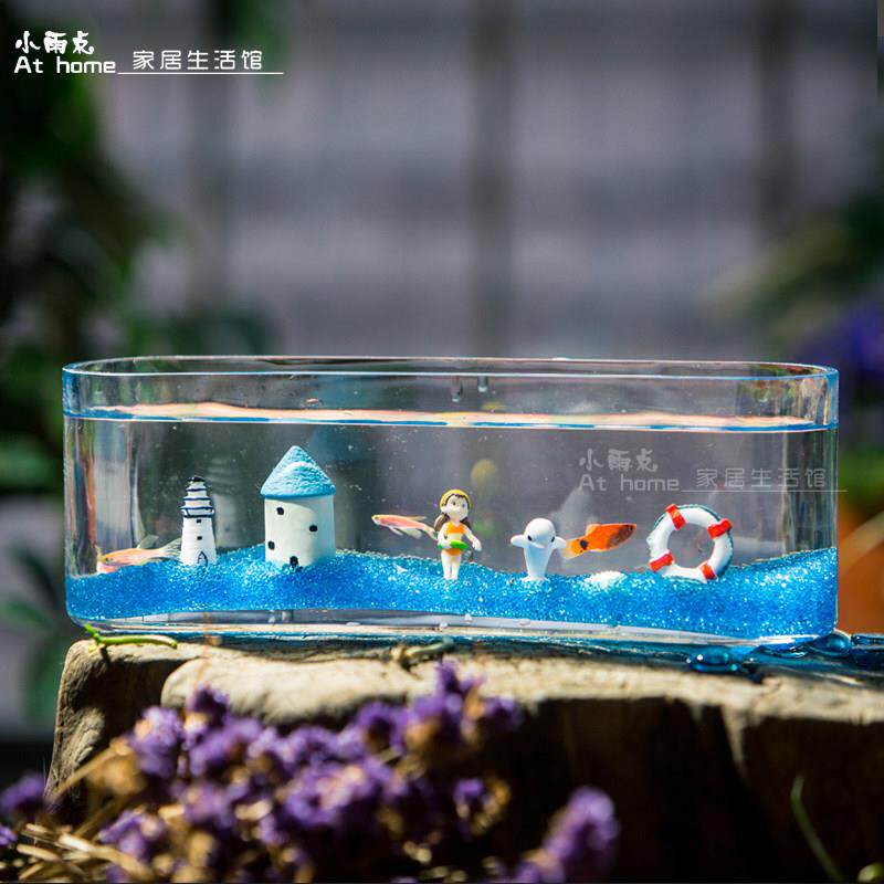 玻璃鱼缸金鱼缸客厅小型 水族箱造景 水培玻璃花瓶桌面生态金鱼缸