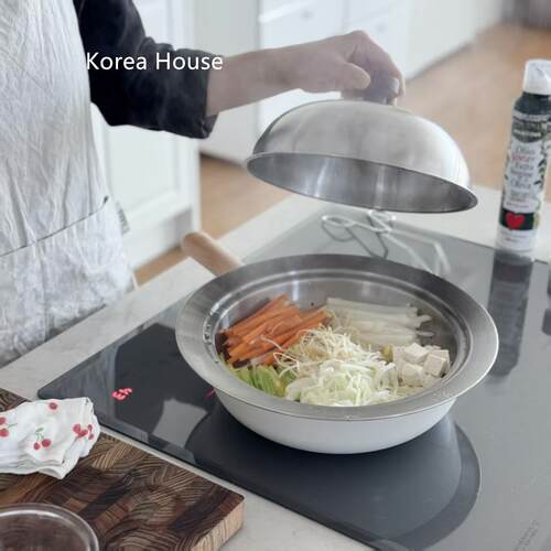 韩国代购不锈钢蒸盘24cm-34cm锅专用蒸笼带盖一体加厚多功能蒸锅