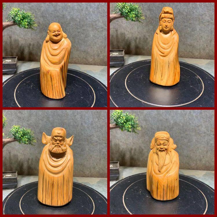 一物一拍太行崖柏弥勒手把件财神爷观音小摆件人物木雕家居工艺礼