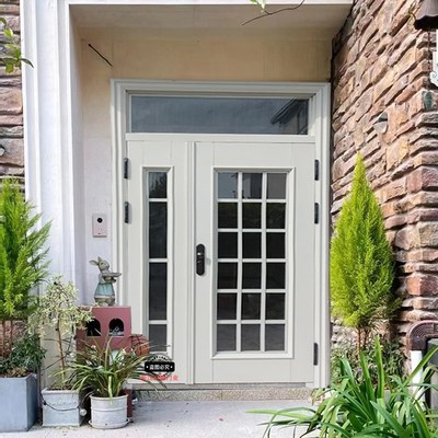 别墅大门双开门玻璃入户门防盗门家用农村自建房进户门不锈钢铜门