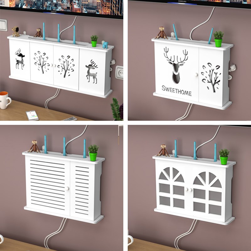 多媒体遮挡箱客厅无线路由器电表箱收纳盒壁挂免打孔装饰画集线盒