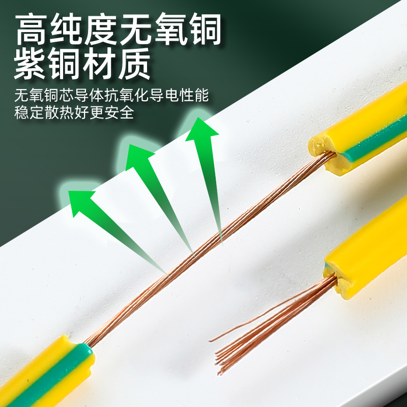 黄绿双色光伏接地线软铜线桥架接地连接线4/6平方小黄线跨接线