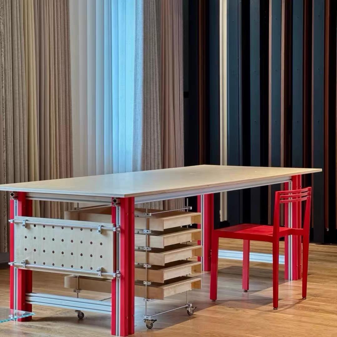 办公室书桌海洋板电脑桌光轴桦木桌子卧室铝型材长方形办公工作台