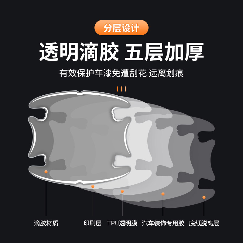 汽车门把b手贴防刮蹭拉手门碗贴划痕装饰通用透明皮漆面保护膜