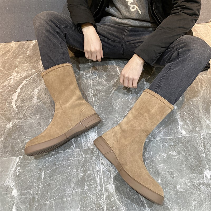 雪地靴男2022新款皮毛一体马z丁靴男英伦风短靴女加厚棉鞋男冬加