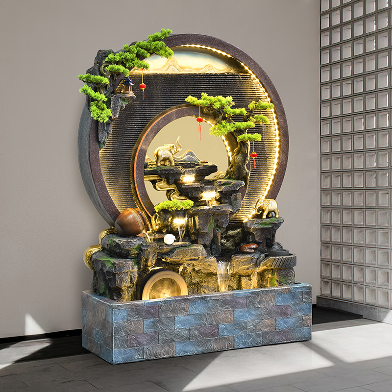 客厅庭院水幕墙假山m流水摆件循环水喷泉屏风阳台花园装饰鱼池布