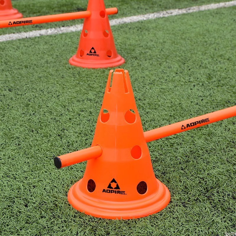 足球训练器材带孔标志桶障碍物标志杆锥形标志筒V幼儿园跨栏架