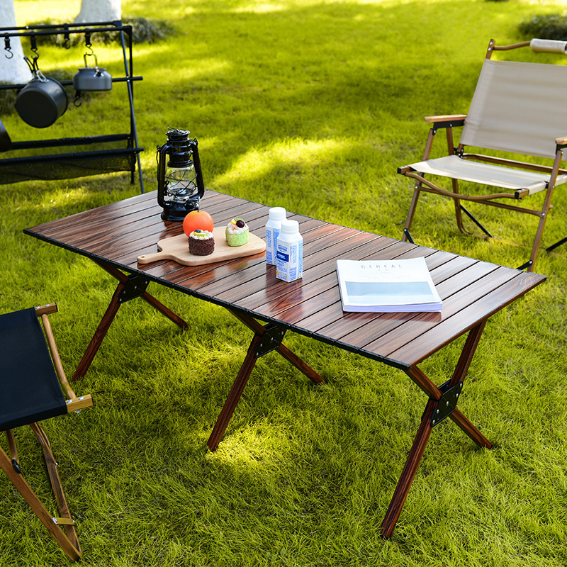 户外折叠桌子露营野餐便携式野外超轻蛋J卷桌铝合金简易旅行野营