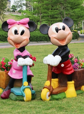 幼儿园花园摆g件户外玻璃钢雕塑卡通米老鼠花缸游乐商场装饰