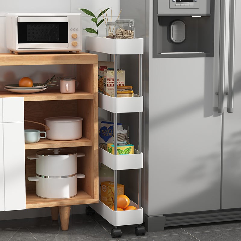 新疆包邮 可移动夹n缝架带轮小推车分层架厨房落地缝隙收纳置物架